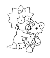 coloriage maggie simpson et son ourson